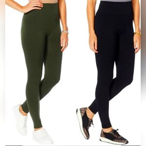 EZ Nina Leonard 2 pack leggings green and black size xsmall comfort stretch